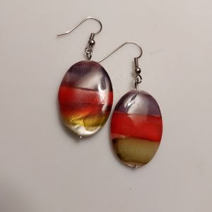 Handmade Earrings, Red, Burgundy, Purple, Olive